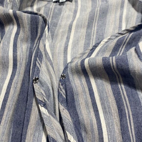New Splendid Chambray‎ Multi Stripe Tulip Sleeve Wrap Dress Size Small - Picture 10 of 16